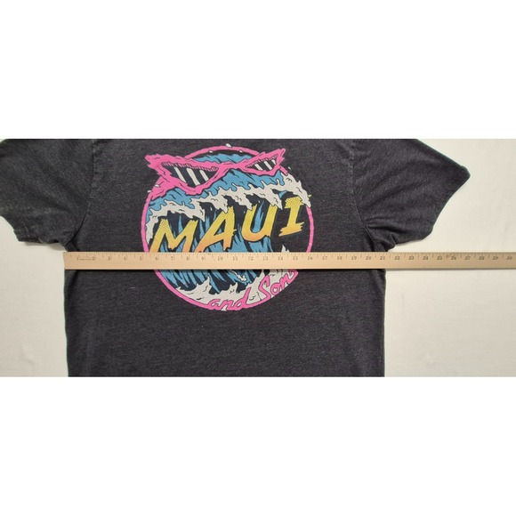 Maui and Son's men's dark gray colorful wave graphic t-shirt sz. Lg two sided - Picture 10 of 11